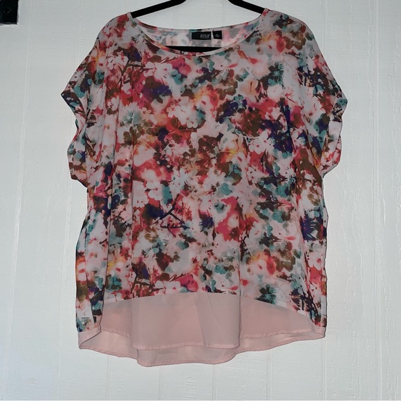 a.n.a. a new approach Multicolored Blouse women’s size X-Large floral top sheer - Picture 3 of 8